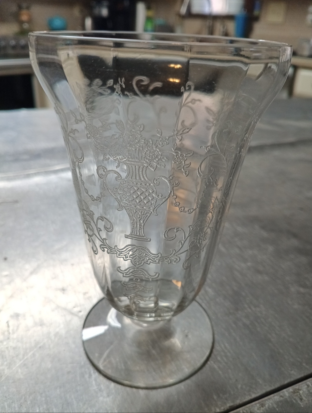 6 Fostoria Florentine Clear Vintage Crystal Beverage Glasses 1935-1950's